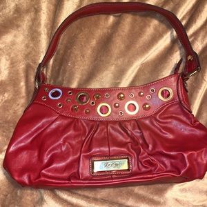 Deréon Deep Red Shoulder Bag With Gold Accents